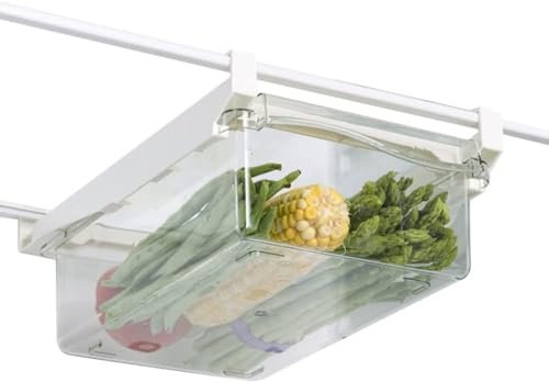 RQSMYLR Cassetti da frigorifero trasparenti con cassetto per frigorifero, organizer per frigorifero, organizer per frigorifero, estraibile, organizer per frigorifero trasparente, per uova e frutta
