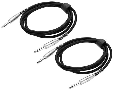 sourcing map 2 Pcs Guitar Instrument Cable, 6 Feet 1/4 Inch to 1/4 Inch Straight to Straight Angle Electric Guitar Jack Cable Wire for Guitar Bass, Black
