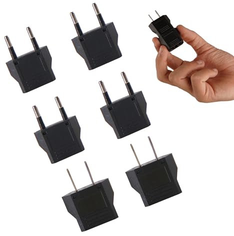 6 Unidades de Enchufe Europeo. Adaptadores 6A 110/250V de Viaje a Europa-China-Italia-Francia-Alemania-España (Negros)