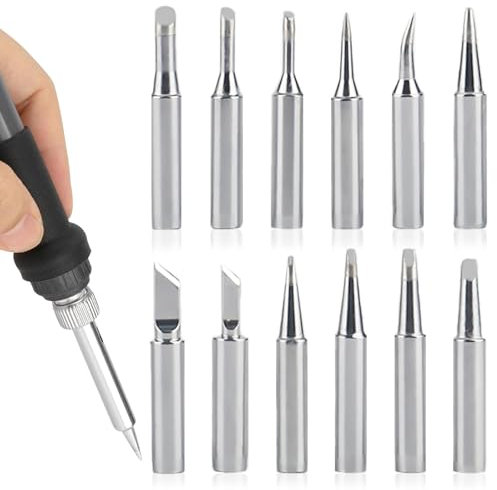 12 Stück Lötkolben Set 900m Lötspitzen Lötkolben Spitzen, Bleifreies Lötspitze Kompatibel Ersatz Set mit Hakko, Yihua, Atten & Mehr, für Lötstation, Schweißen, Löten usw