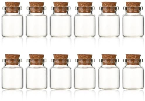 Arcjunys Glass Bottles with Cork Lids 5ml - Mini Jars for Crafting, Decoration for Wedding, Party