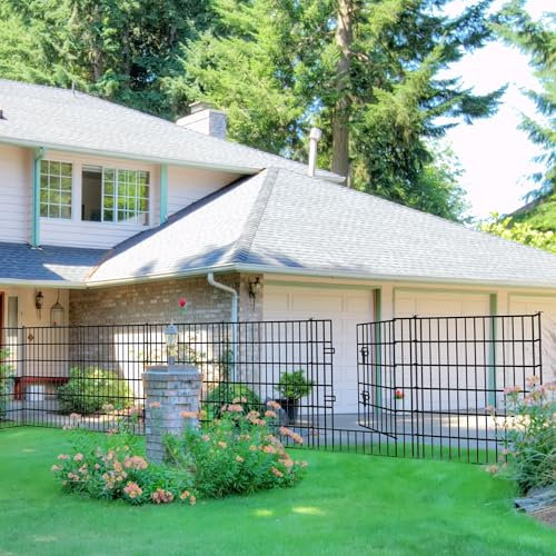 ARIFARO Valla Decorativa de Jardín de 5 Paneles de Longitud Total de 3,5 m (81 cm de Altura x 71 cm de Ancho) No Cavar Barrera de Animales de Esgrima con 4 Paneles + 1 Puerta para Conejos, Patio