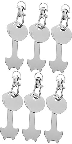 VILLCASE 2 Sätze Einkaufswagen-Token Stand Trolley-münzen-schlüsselanhänger Auto Schlüsselringe Zeichen Ringhalter Trolley-schlüssel Kette Geldbörse Quartal Zinklegierung Silver 3 Stück * 2