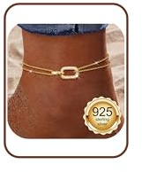 Milacolato Cavigliera Donna Argento 925 Delicato Graffetta Strato Impermeabile Cavigliere Oro Regolabili Extra Large Cavigliera Gioielli per Piedi da Spiaggia