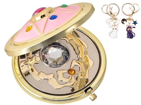 EVZZ Shiker Anime Make-up Kompaktspiegel, Stern-Kristall-Make-up-Spiegel, tragbar, Reisen, persönlicher Handspiegel, faltbar, doppelseitiger Spiegel, Cosplay-Requisite (7 cm)