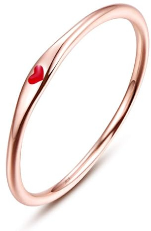 Bonlavie 925 Sterling Silver Promise Rings for Women Simple Carve Heart Wedding Band Stackable Engagement Rings for Her Jewelry Gift