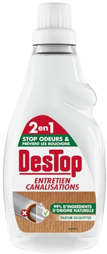 DESTOP – Gel d’Entretien Canalisation Écocert au Vinaigre Blanc & Eucalyptus, Fraîcheur Naturelle (Flacon 750mL) - Lot de 3 - vendu par Lot