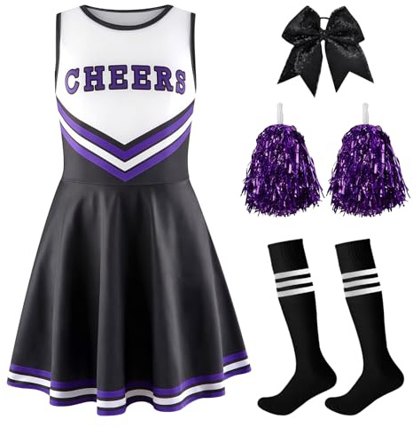 Crazycos JoyinTcos Cheerleader Kostüm Kinder, 4PCS Cheerleadering Outfit Mädchen，Kinder Cheer Outfit für Karneval Halloween