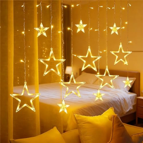 HOUSN Weihnachtsbeleuchtung,Weihnachtsbeleuchtung Fenster,Led Sterne Lichterkette Sterne,3,5 M,Usb-Fernbedienung,8 Blinkmodi,Dimmbar, Warmweiß,FüR Weihnachtsbaum TüR Balkon Party Hochzeit Deko