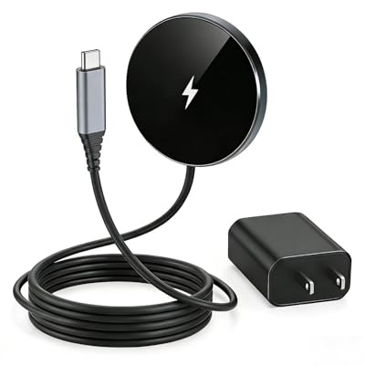 NANAMI Magnetic Wireless Charger Pad with 20W PD Adapter,for MagSafe iPhone 17/16/15/14/13/12 Series & AirPods 3/2/Pro 2,Non-Slip Base & Strong Magnetic Alignment for Desk and Office Use(Black)
