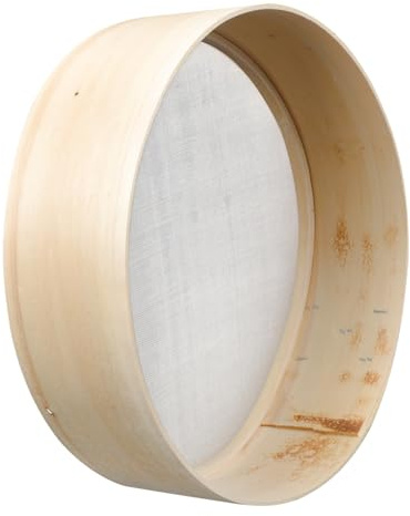BAZEITFLOW Cedazo de Harina de Madera Colador Ultrafino y Uniforme para Uso Doméstico Beige para Tamizar Harina y Azúcar en Polvo, Adecuado para Hornear