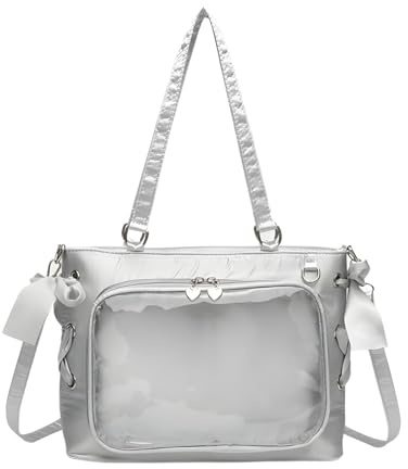 Dasbsug Bonito bolso de hombro con ventana transparente para viajes, casual, corbata, mensajeros, corbata, lazos, bandolera, con ventana transparente, para la escuela