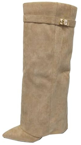 Stivali da donna Shark Boots – Slouchy ampi stivali da cowboy alta comoda punta punta punta tacco lungo ginocchio alto inverno caldo elegante comfort Dressy