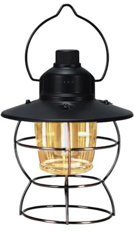 Lanterna Vintage – ABS PC Ferro Compatto Di Medie Dimensioni | Lampada Da Campeggio LED Tempesta A Sospensione Rustica Decorativa Retrò Per All'aperto,