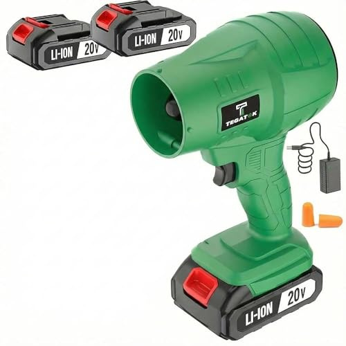 20V Tegatok Violent Fan, 2.0, Super Powerful, Blows Water, Air, Dust, Leaves, Snow, Vacuum, with 4.0AH Battery, One Hour Quick Charger, Vacuum Accessories, and Portable Tool Bag, Can Be Used At Home
