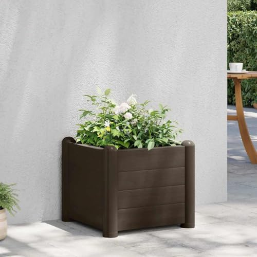 ULUYYUC Aiuola rialzata 43 x 43 x 35 cm, in polipropilene resistente alle intemperie, design moderno con scarico per balcone, giardino e interni, salvaspazio, curato
