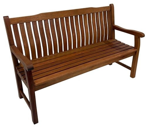 BrackenStyle Boston 3 Seat Curved Back Wooden Garden Bench - Brown Finish