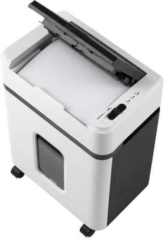 LMG Autofeed Aktenvernichter LMG-AUTO110P4 – Automatischer Papiereinzug 110 Blatt & Manuell 8 Blatt – P-4 Partikelschnitt Cross Cut für Büro & Homeoffice – 15L Behälter, Kreditkarten & Heftklammern