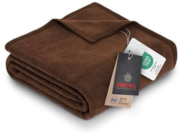 Ibena Porto Decke 150x200 cm – Baumwollmix weich, warm & waschbar, Kuscheldecke braun einfarbig