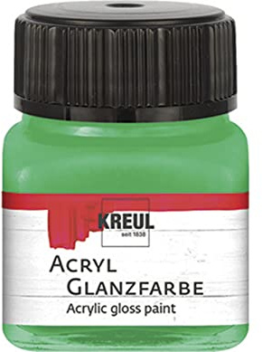 KREUL 79208 - Acryl Glanzfarbe, 20 ml Glas in grün, glänzend-glatte Acrylfarbe zum Anmalen und Basteln, auf Wasserbasis, speichelecht, schnelltrocknend und deckend