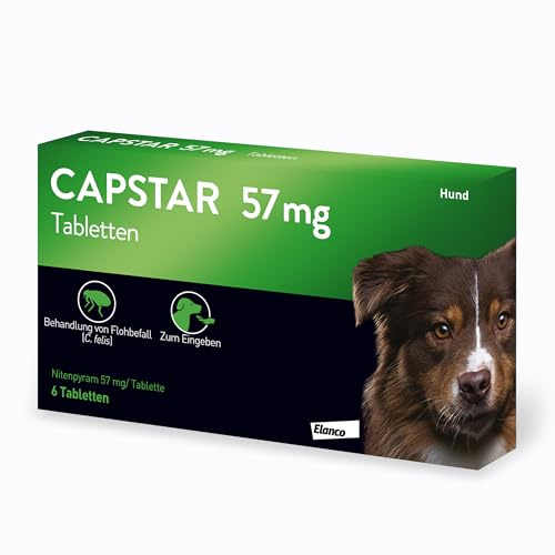 Capstar Flohtabletten gegen Flöhe für große Hunde 11-57 kg, 6 Stück | Zur Sofortbehandlung bei akutem Flohbefall. Wirkt schnell ab 15 Minuten. Einfache orale Eingabe als Tablette.