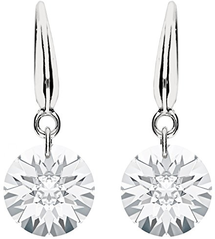 MYA art Damen Ohrhänger Ohrringe Hängend 925 Sterling Silber mit Zirkonia Solitär Kristall Stein Anhänger Weiß Brautschmuck Braut Klein MYAWGOHR-36