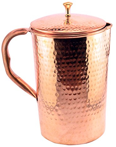 Stylla London® Pichet 100% cuivre martelé fait à la main avec poignée et couvercle Idéal pour les cocktails d'eau, ayurveda ou Moscou Mule Cocktails
