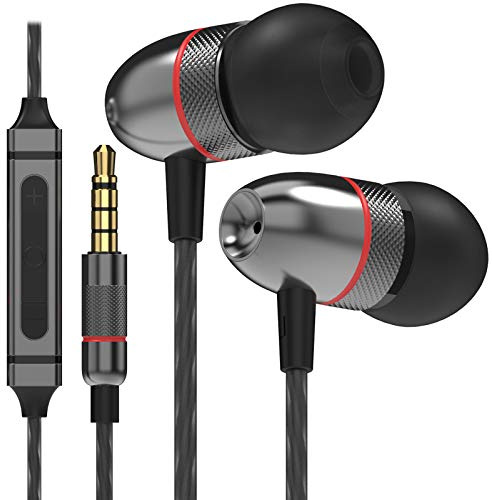 Betron ELR50 Wired Earphones with Mic and Volume Control, 3.5mm Jack, Black