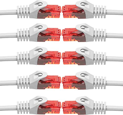 BIGtec LAN Kabel 20m Netzwerkkabel weiss - 10 Stück - Gigabit Ethernet Kabel RJ45 Stecker Patchkabel für Patchpanel Netzwerk Switch Gaming kompatibel Playstation 5 PS5 XBOX Nintendo Switch 2-Station