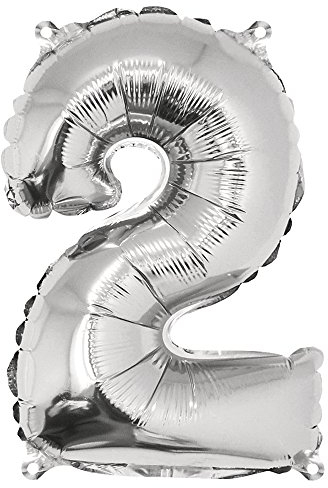 Rayher Ballon gonflable chiffre 2, anniversaire, jubilé, 40 cm argenté, 87034606