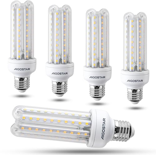 Aigostar 15W Bombilla LED E27 Luz Blanca Fría 6500K, Ángulo 360°, 1510 lúmenes, No regulable, B5 T3 4U Lámpara -Caja de 5 unidades