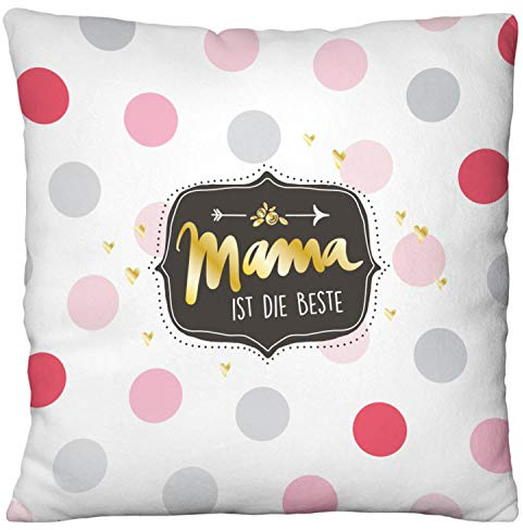 H:)PPY life Plüschkissen Motiv Mama | Zierkissen, 25 cm x 25 cm, 100% Polyester | Geschenk, Dekoartikel | 45576