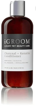 iGroom Charcoal Keratin Dog Conditioner, Luxury Pet Beauty Care, Repairs Enhances Adds Moisture, Made in USA, Summer Fig, 473ml