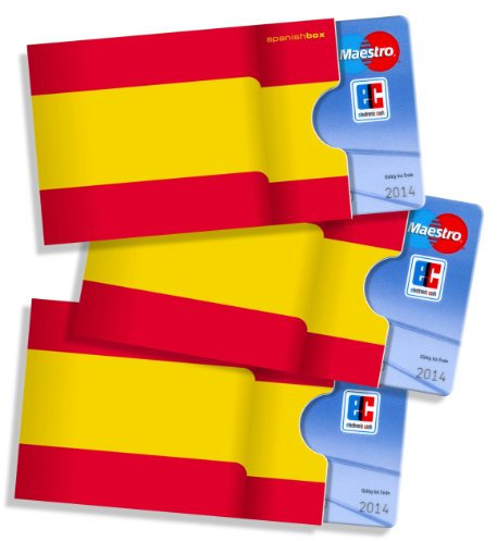 Spanische Kartenhülle cardbox /// Motiv: Spanien Fahne/Spanische Flagge /// 3er Set /// Kartenhüllen & Ausweishüllen für Karten und Ausweise Aller Art im Scheckkartenformat