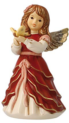 Goebel X-Mas Engels-Figur Bring Mir Glück aus Steingut mit Swarovski-Sternen Mehrfarbig, Maße: 8,5cm x 8cm x 15cm, 41-635-29-1 Bordeaux