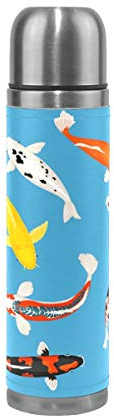 Blaue Fische-Set Wasserflasche Wasserkanne Edelstahl Isolierte Isolierflasche Auslaufsicher Leder Verpackung(500 ml)