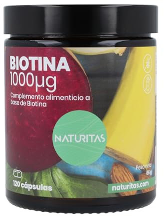Biotina 1000 mg 120 Cápsulas Naturitas Essentials | Metabolismo normal de los macronutrientes | Mantiene la piel y el cabello sano | Complemento alimenticio