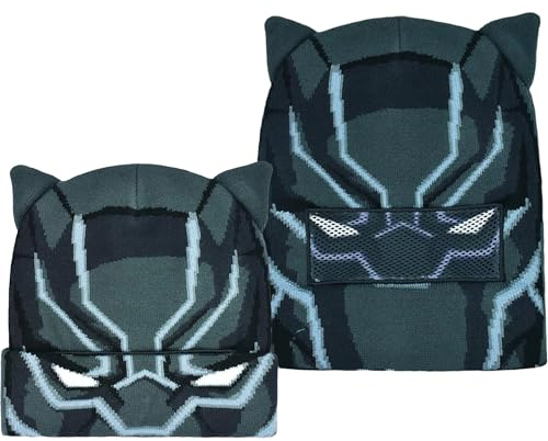 Concept One Marvel Black Panther Roll Down Cuff Beanie Hat, Black, One Size