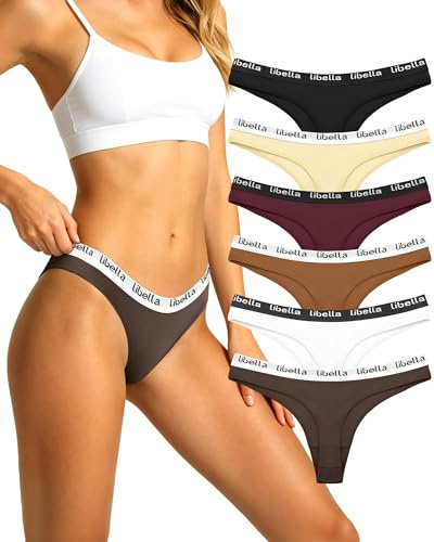 Libella Dam tanga-stringtrosor bomull för kvinnor med djup midja underkläder G string string string kvinnor i 6/10-pack 3207, Flerfärgad mu3, XL