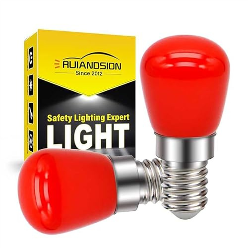 Ruiandsion E14 LED Lampe 220V Kühlschranklampe Ersatz für Haushaltsgeräte Kühlschrank Dunstabzugshaube, Rot (Packung mit 2 Stück)