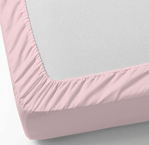 Sábanas Bajeras Polialgodón de Colores con Esquinas Ajustables Color Rosa Talla Cama 90 - Dhestia Home