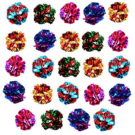 SunGrow Cat Crinkle Balls, 3.8-5 cm, Lightweight, Ideal for Kittens and Adult Cats (24 Pieces, Multicolor)