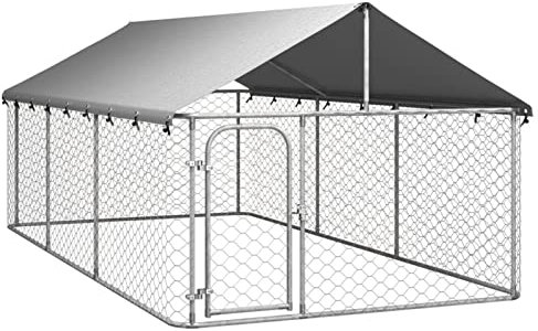 Tidyard Outdoor Dog Kennel Pet Dog Pen with Roof Walk In Chicken Run Cage Chicken Run Cage for Outdoor Backyard Farm Animal 400x200x150 cm