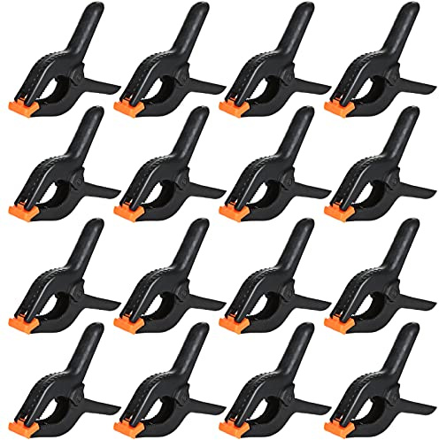 LOLYSIC 16Pcs Plastic Spring Clamps, 6 Inch Nylon Spring Clamps Clips, Heavy Duty Quick Grip Clamp for Photo Studio Backdrop Fabric Background Muslin Woodwork Artwork