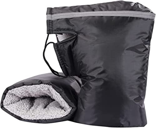 AHDMR Universel Manchon de Guidon Moto Hiver Homme Femme Gants de Guidon Vélo en Peluche Chaud Gants de Moto Etanche Coupe-Vent Moufle de Protection Froid pour Scooter VTT Trottinette Vélo Electrique