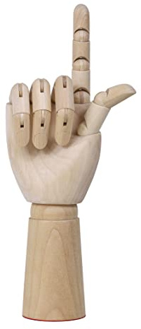 TOUROCMONT Gliederhand Holzhand Zeichenpuppe Modellhand 18 cm, 30cm, Links, Rechts, beweglich zum Malen(Rechts, 30CM)