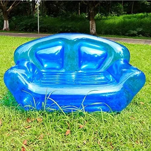 XHHBS Transparenter aufblasbarer Couchstuhl Indoor Pink PVC Air Sofa Klarer Stuhl Blow Up Couch for Outdoor Beach Office Outdoor Travel Camping Picknick Swimming Pool(Blau)