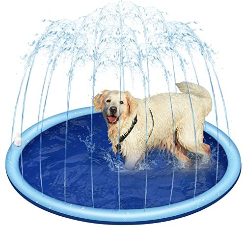 CH-FRIEND Kids Sprinkler Pad,Water Spray Pad for Pet Dog,dog paddling pool,Summer Outdoor GardenThickened Dog Splash, Mat Play Mat,Dog Sprinkler Pad,dog pool (100CM)