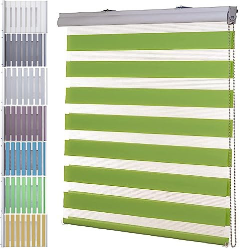 Lamellenvorhang 30 x 160 cm Doppelter Stoff, durchscheinend Sichtschutz-Rollo Montage-Teile inklusive für Tür und Fenster, Grün