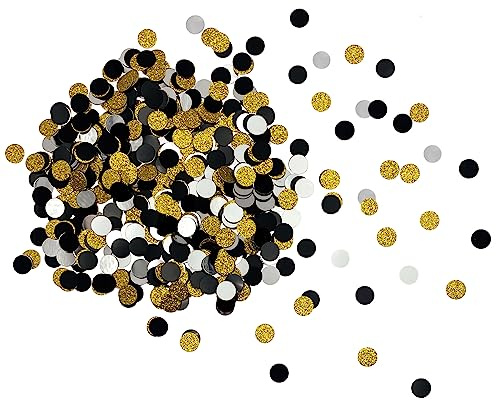 Oblique Unique® Konfetti Rund Glitzer Streudeko Tisch Deko Streuteile für Geburtstag Jubiläum Silvester Party Hochzeit JGA Baby Shower (Schwarz, Gold, Silber)